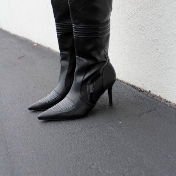 Pointed Stiletto Leather Boots - Picture 2 of 5